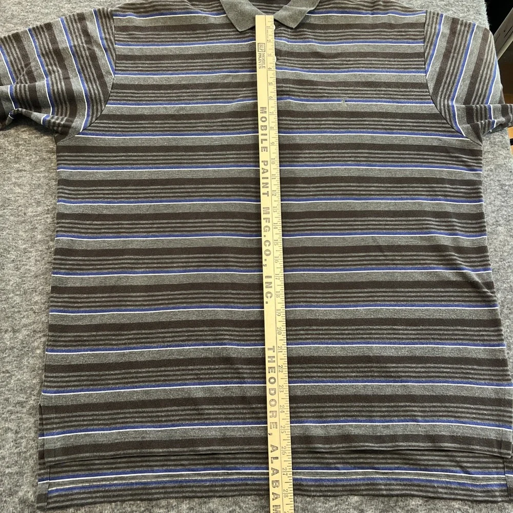 Polo Ralph Lauren Polo Shirt Men's XL Gray Striped Short Sleeve Collared Casual‎